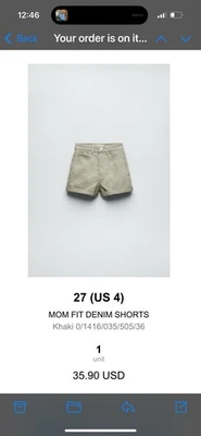 Pantalones cortos para mujer Zara tiro alto mamá, verdes, talla 4 Foto 1 de 4