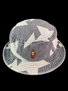 A Bathing Ape STERNENMUSTER DENIM BUCKET HAT BAPE Größe Medium - Bild 1 von 9