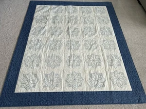 Handmade Patchwork Embroidered Quilt 59x70 - Picture 1 of 4