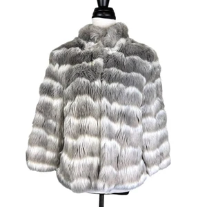 Antonio Melani M Marissa Gray White Faux Fur Mock Neck Winter Fashion Coat  - Picture 1 of 14