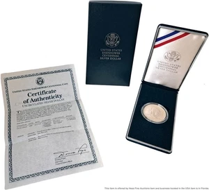 1990-W West Point US Eisenhower Centennial Uncirculated Coin w Box & CoA - Picture 1 of 5