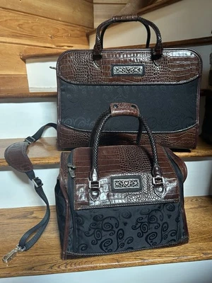 Brighton Luggage Black and Brown Croc 2 Pc Set-Hard to Find - Image 1 of 4