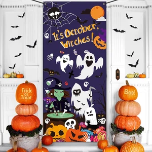 Halloween Hexe Türabdeckung - großes Stoff Party Schild für Haustür, Veranda, Indo - Bild 1 von 12
