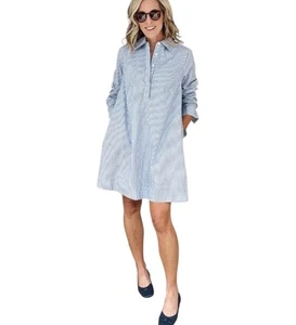 Old Navy Nautical Preppy Oversized Mini Dress Womens XL Blue Striped Fisherman - Picture 1 of 9