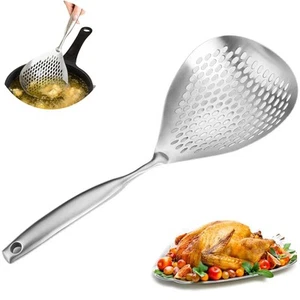 Skimmer Slotted Spoon, Spider Strainer Ladle with Big Draining Holes for Deep... - Picture 1 of 8