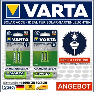 Varta Solar Accu AA 800mAh l AAA 550mAh Akku für Solar- Gartenleuchten - Picture 1 of 1