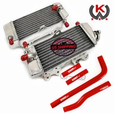 Radiador de refrigeração e mangueira vermelha compatível com Yamaha YZ250F WR250F 2001-2006 2002 2003 2004 2005 - Imagem 1 de 4