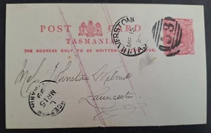 1899 Australia TAS 1p Stamped Postcard cd Ulverstone-Launceston - Picture 1 of 2