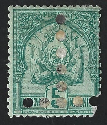 Túnez 1888-1902 5c Scott #11 con T = franqueo debido perfin sin usar Foto 1 de 2