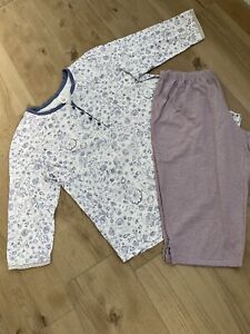 Calida Pyjama Schlafanzug 3/4 Weiß Rosé Flieder Lace Gr. 38 M