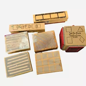 7 auf Holz montierte Gummistempel: Hero Arts Grafikmuster, Filmstreifen, Formen - Bild 1 von 2