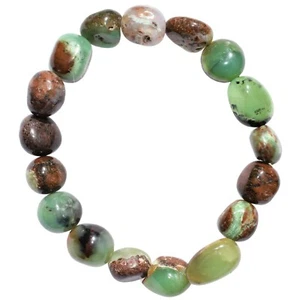 Pulsera elástica pepita de cristal crisoprasa CARGADA + corazón hinchado de selenita - Imagen 1 de 9
