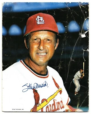 Stan Musial Autographed 8x10 Color Photo Stl Cardinals Damaged Photo - Image 1 of 2