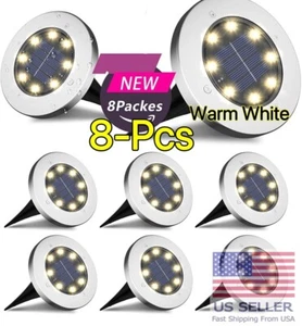 8-PACK Solar In Ground Lights Outdoor Buried Lamp Disk LED Lawn Pathway Garden - Picture 1 of 6