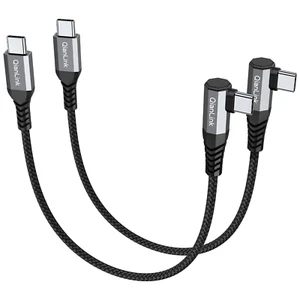 Câble court USB C vers USB C 60W (Pack de 2, 1ft) Angle droit Cordon de charge rapide Neuf - Photo 1 sur 11