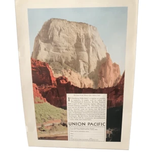 Anuncio de anuncio vintage de 1935 Union Pacific Zion National Park - Imagen 1 de 4