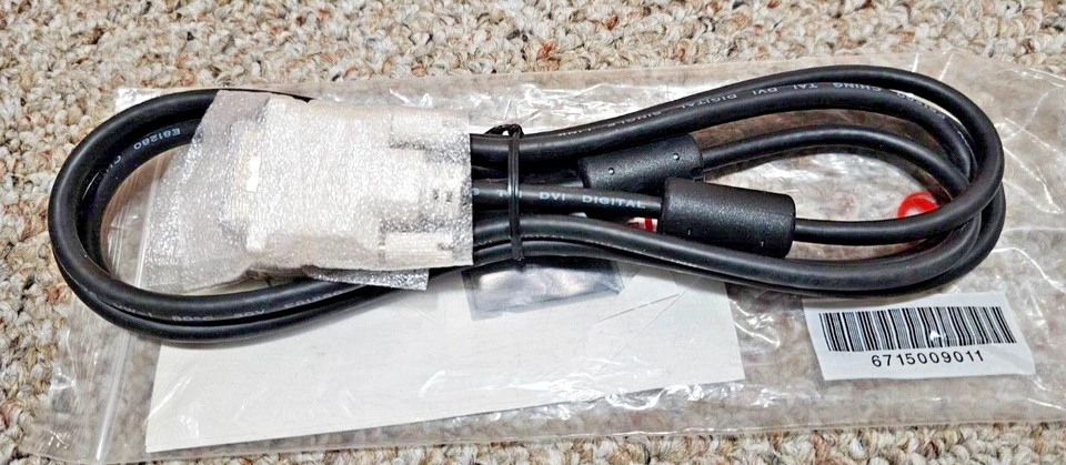 Dell 6ft 18pin 6ft DVI-M to DVI-M Black Cable Dual Ferrite 6715009011 - Image 1 of 1