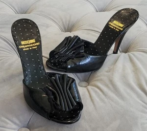 Moschino CheapandChic Black Patent Leather Bow Pumps Heels Italy Womens Shoes 35 - Picture 1 of 17