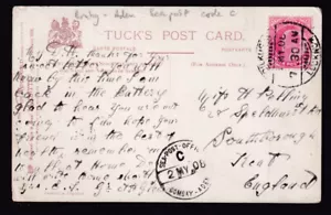 Maritime India to Kent PPC Sea Post Office Bombay Aden codice C Lucknow pmk - Foto 1 di 2