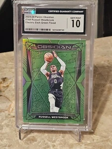 Russell Westbrook 2023-24 Obsidian Electric Etch Green Flood /25 #164 CGC Gem 10 - Picture 1 of 2