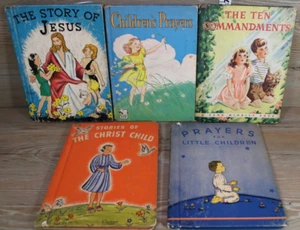 Vintage Children Bible Story 5 Book Lot Whitman & Rand McNally Illustrated HC - Picture 1 of 22