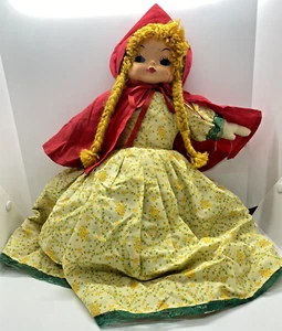 Vintage Rotkäppchen austauschbares Kunststoff Gesicht Puppe Oma Wolf 16 Zoll - Bild 1 von 11