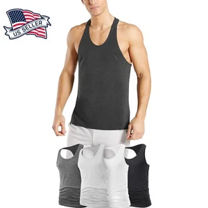 Men Muscle Tank Top T Shirt Ribbed Fashion Sleeveless Gym Tee Casual A-Shirt - Picture 1 of 81