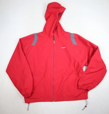 REEBOK - CHAQUETA DEPORTIVA CORTAVIENTOS CON CAPUCHA ROJA PARA MUJER - TALLA M Foto 1 de 4