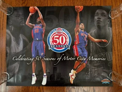 DETROIT PISTONS 50 SEASONS Poster 2007-08 Chauncey Billups Isaiah Thomas Dumars - Image 1 of 4