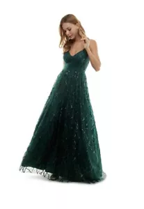 SAY YES TO THE PROM and Juniors Womens Mesh Embellished Evening Dress Hunter Gre - Picture 1 of 3