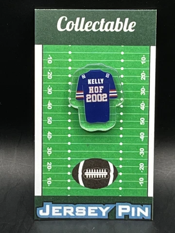 Buffalo Bills Jim Kelly jersey lapel pin-Classic RETRO Collectible-HOF 2002 Cover
