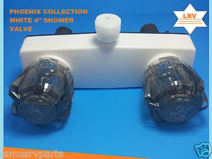 White 4" Shower Valve RV Camper - Trailer - Marine  Phoenix  Collection - Picture 1 of 4