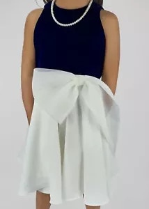 $275 Helena Kid's Girl's Blue Royal Two-Toned Sleeveless Self-Tie Dress Size 8 - Picture 1 of 5