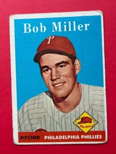 Bob Miller ~ 1958 Topps #326 ~ Philadelphia Phillies ~ Arrugado en el frente - Imagen 1 de 7