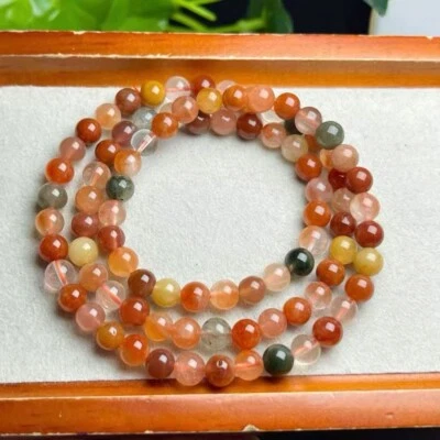Brazalete de cuentas de oración mixtas de cuarzo rutilado rojo cuarzo rutilado verde natural Foto 1 de 3