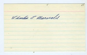 CHARLES BARNABE Auto/Autograph/Autographed Signed 3 x 5 Index Card White Sox - Picture 1 of 2