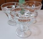 3 Hershey Logo Small  Ice Cream Sundae Thick Clear Glass Heavy Vintage Dish 3&quot;
