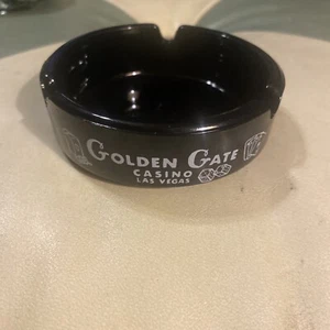 Vintage Golden Gate Casino Las Vegas NV Black Glass Ashtray - Picture 1 of 8