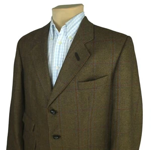 DAKS Mens Brown Wool Check Blazer Jacket Size US/UK 42S | EU 52 (XL) - Picture 1 of 13