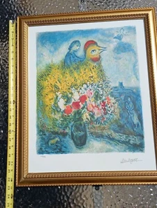 Marc Chagall, Der Hahn mit dem gelben Bouquet, Lithographie, Faksimilie signiert Framed - Bild 1 von 7