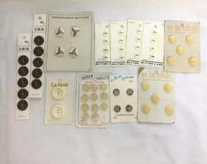 12 Vintage Packages Buttons USA & Japan Various Sizes Colors New Old Stock - Picture 1 of 6