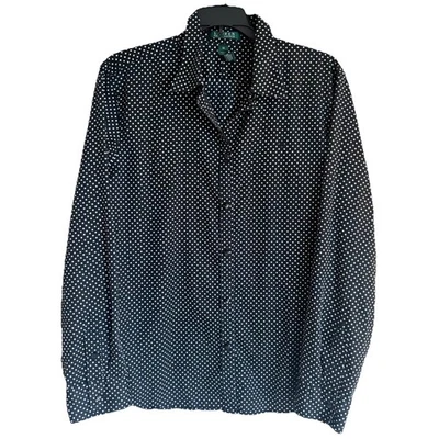 Camisa con botones a lunares blancos negros Lauren Ralph Lauren para mujer - talla XL Foto 1 de 4