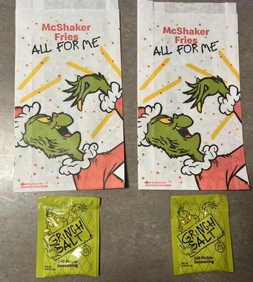 Juego de 2 sal Grinchmas 2025 McDonald’s Grinch con bolsa Foto 1 de 4