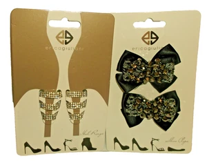 NIP Erica Giuliani - Black Rhinestone Shoe Clip & Silver Rhinestone Heel Rings - Picture 1 of 2