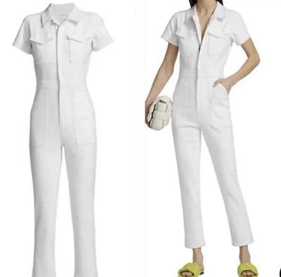 Good American Fit for Success Jumpsuit Size 4 Cotton Twill Cloud White NWT - Image 1 of 4