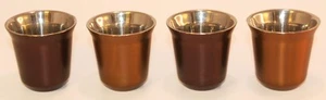 Nestle / Nespresso ~ Pixie Espresso Cups Gold & Bronze - Stainless Steel *Set 4 - Picture 1 of 1