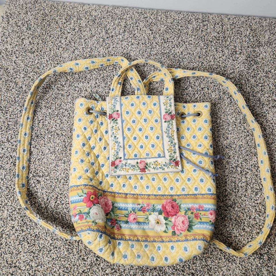 Vintage Vera Bradley Backpack 90s Yellow Blue Roses Pink Red Cottagecore Hippy - Image 1 of 4