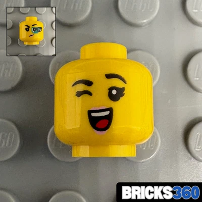 Lego New Yellow Minifigure Head Dual Sided Woman Girl Wink Cyborg Eye Robot Tech - Image 1 of 4