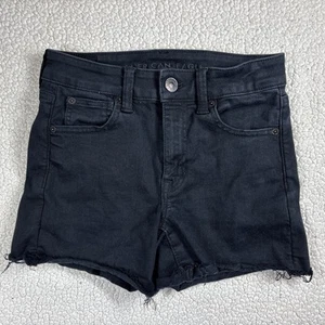 Pantalón corto American Eagle para mujer Ne(x)t Level elástico negro 2 puños tiro alto - Imagen 1 de 15