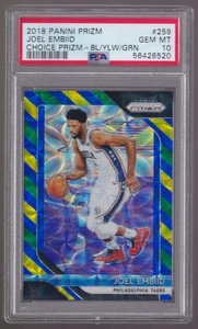 2018-2019 Panini Prizm Choice Verde Giallo Blu 259 Joel Embiid PSA 10 - Foto 1 di 2